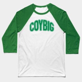 COYBIG, Glasgow Celtic Football Club Green and White Warped Text Design Baseball T-Shirt